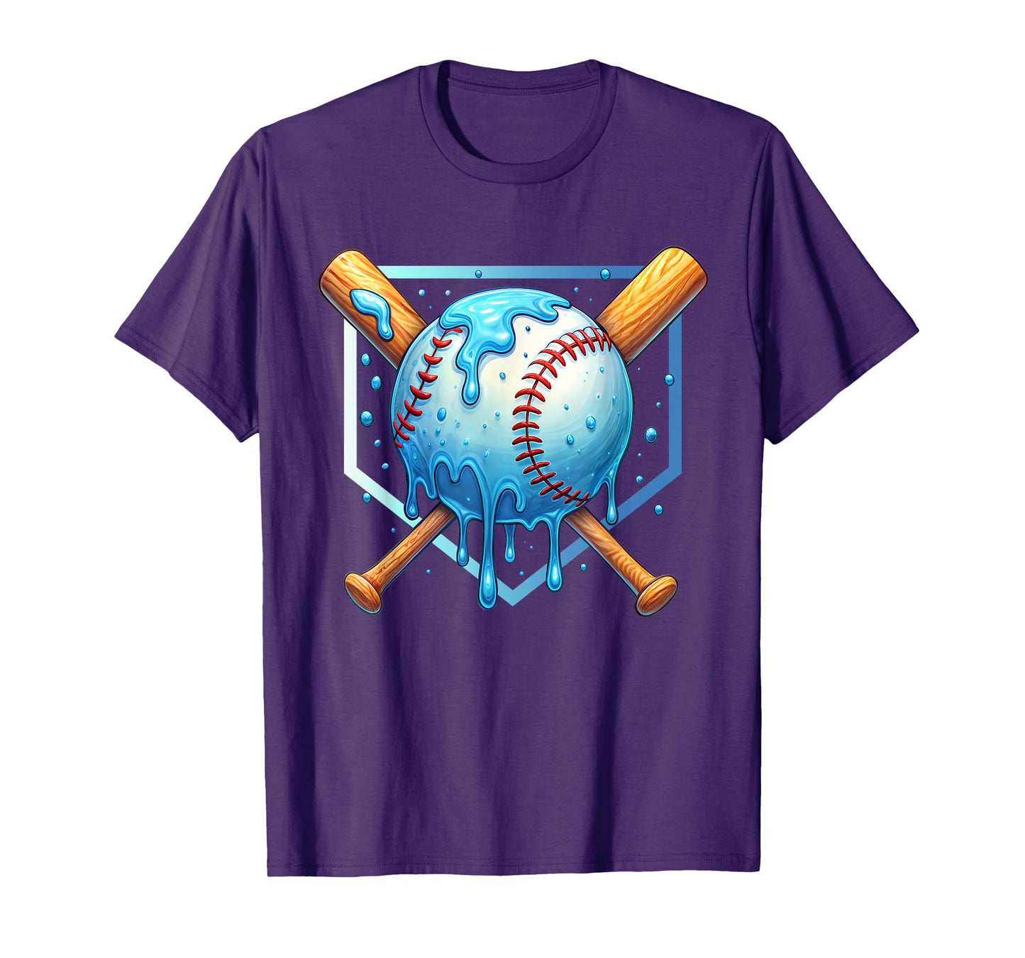 Baseball Dripping Ice Cream Drip Youth Boys Baseball T-Shirt
