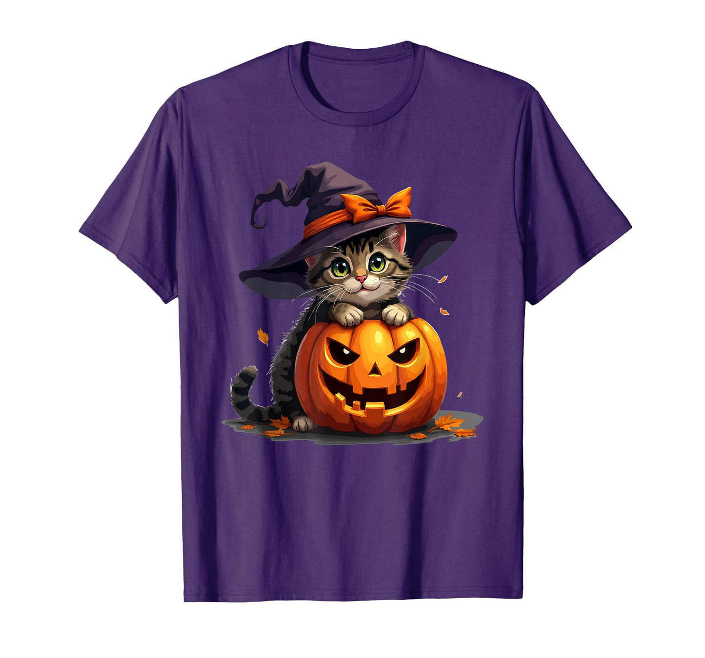 Funny Cute Cat in Pumpkin Halloween Witch Cats Lover Spooky T-Shirt