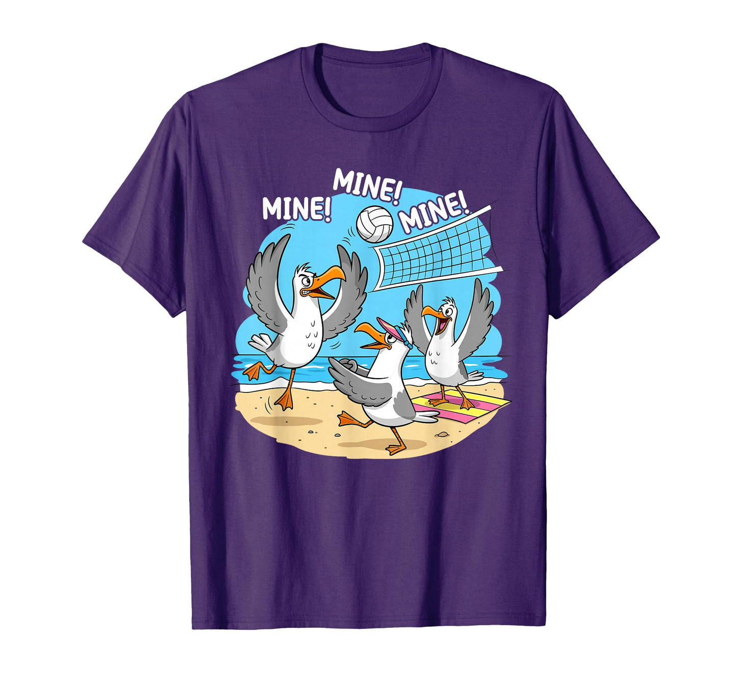 Funny Bird Playing Volleyball Mine Game Day Vibes Sports T-Shirt