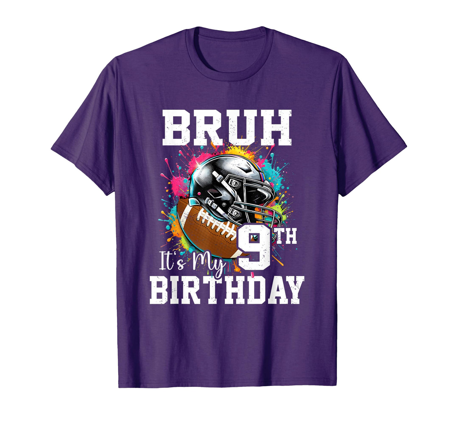 Bruh It's My 9th Birthday 9 Years Old Football Player T-Shirt