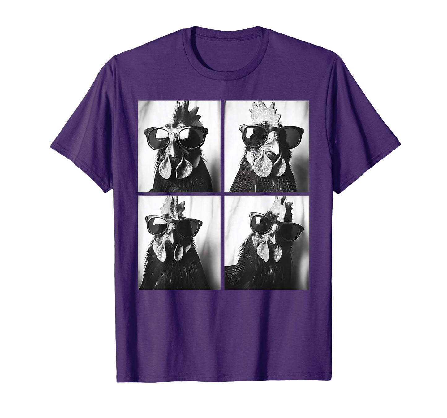 Rooster Wearing Sunglasses Photobooth Selfie Farm Chicken T-Shirt