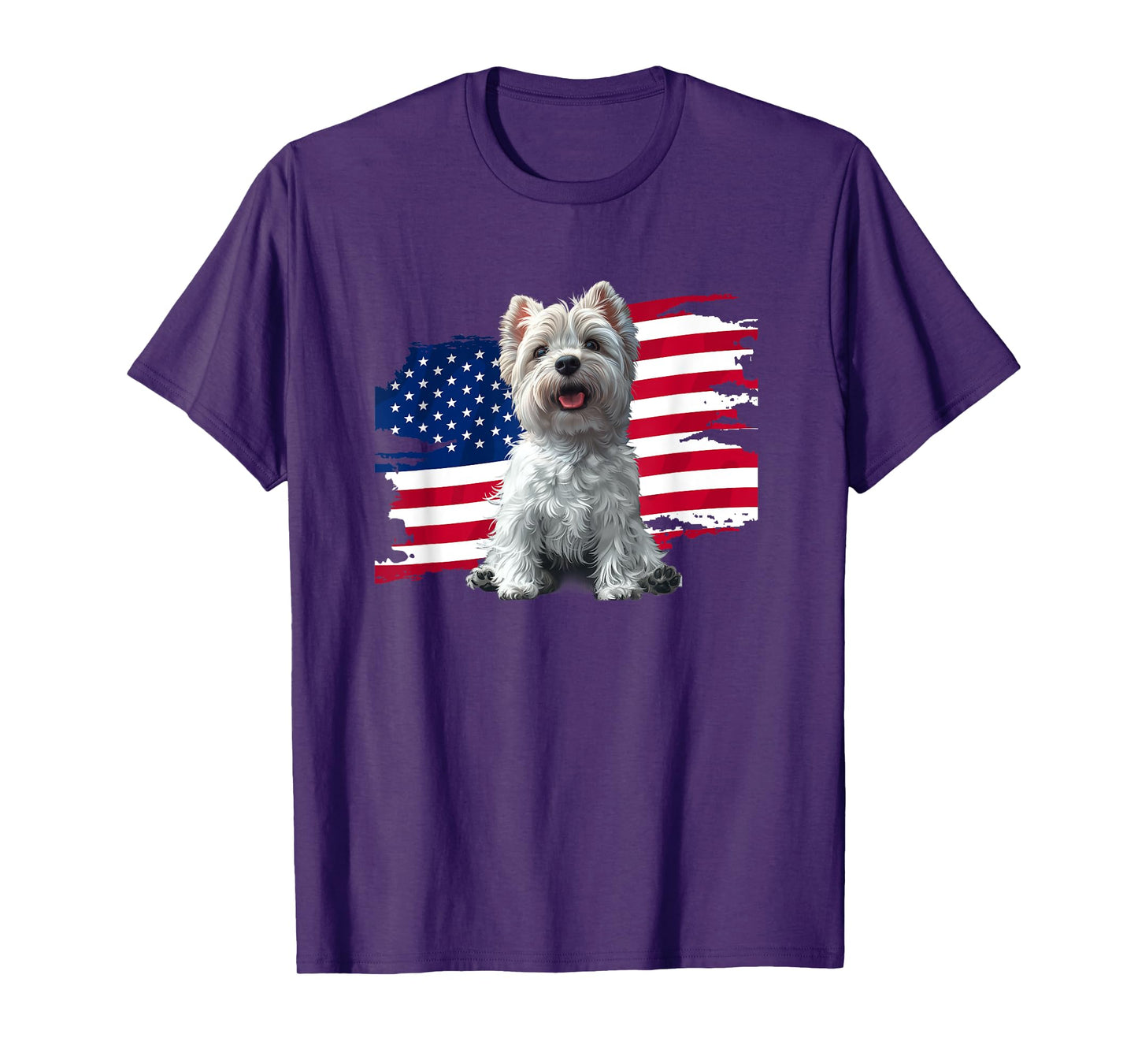 USA Flag 4th July Fourth Patriotic America Westie Dog Lover T-Shirt