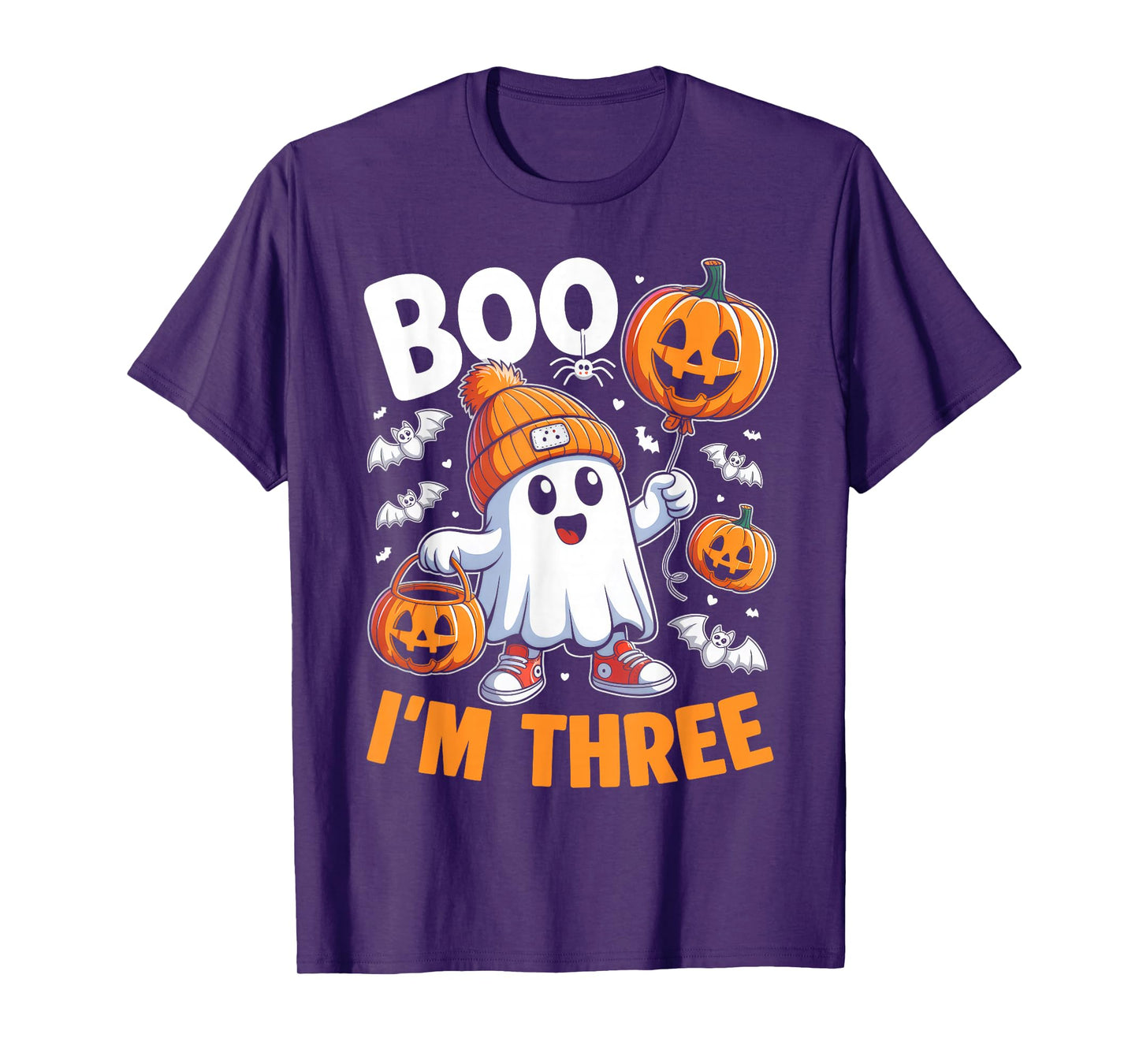 Boo I'm Three Ghost 3rd Birthday Halloween Boy Kids Groovy T-Shirt