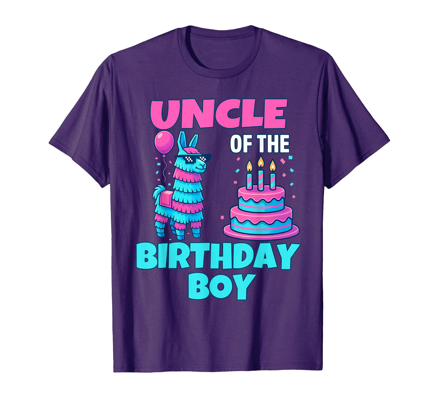 Uncle of Birthday Boy Llama Pinata Party family mathing men T-Shirt