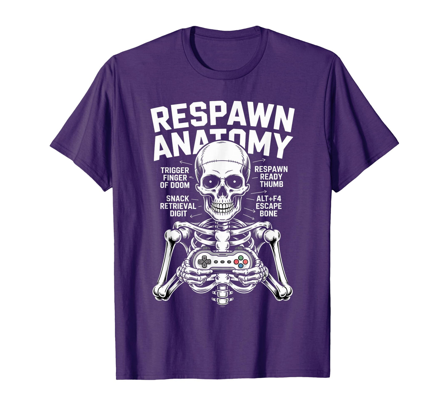 Funny Respawn Anatomy Of A Gamer Skeleton Hand Men Boys Kids T-Shirt