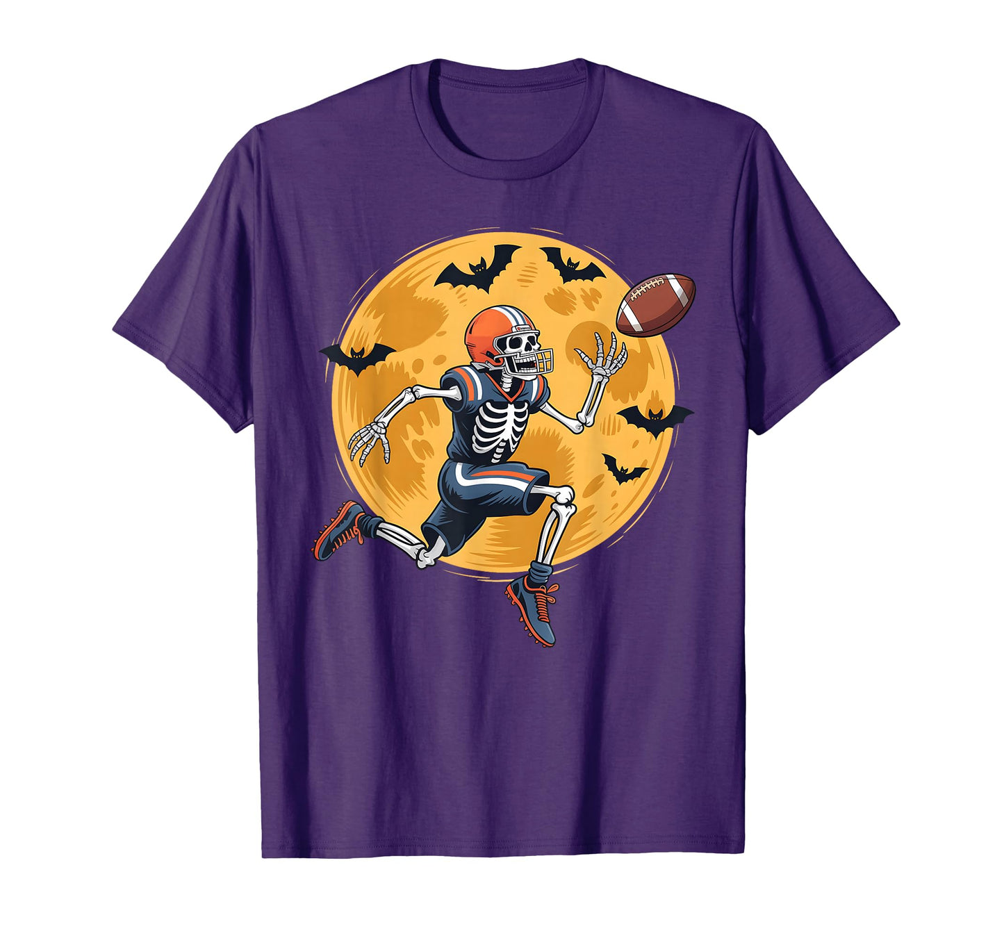 American Football Fan Skeleton Halloween Mens Boys Kid T-Shirt
