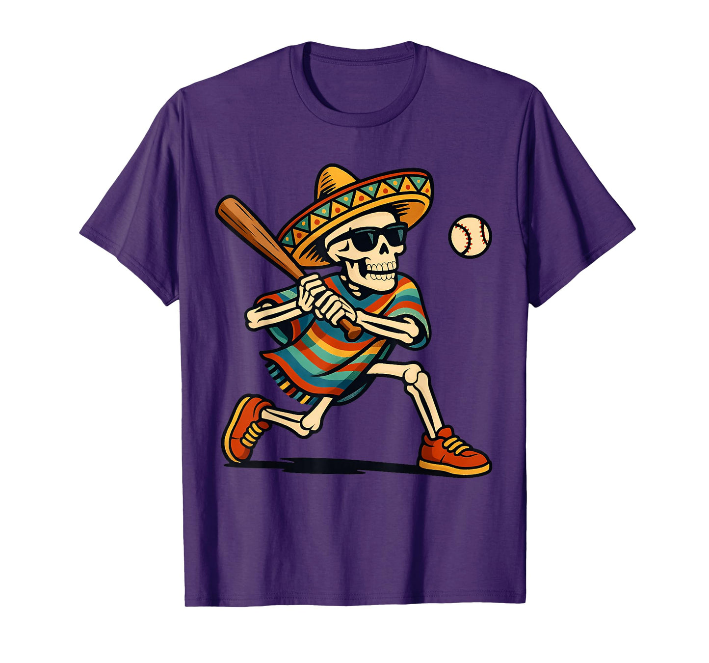 Cinco De Mayo Mariachi Skeleton Baseball Mexican Sombrero T-Shirt