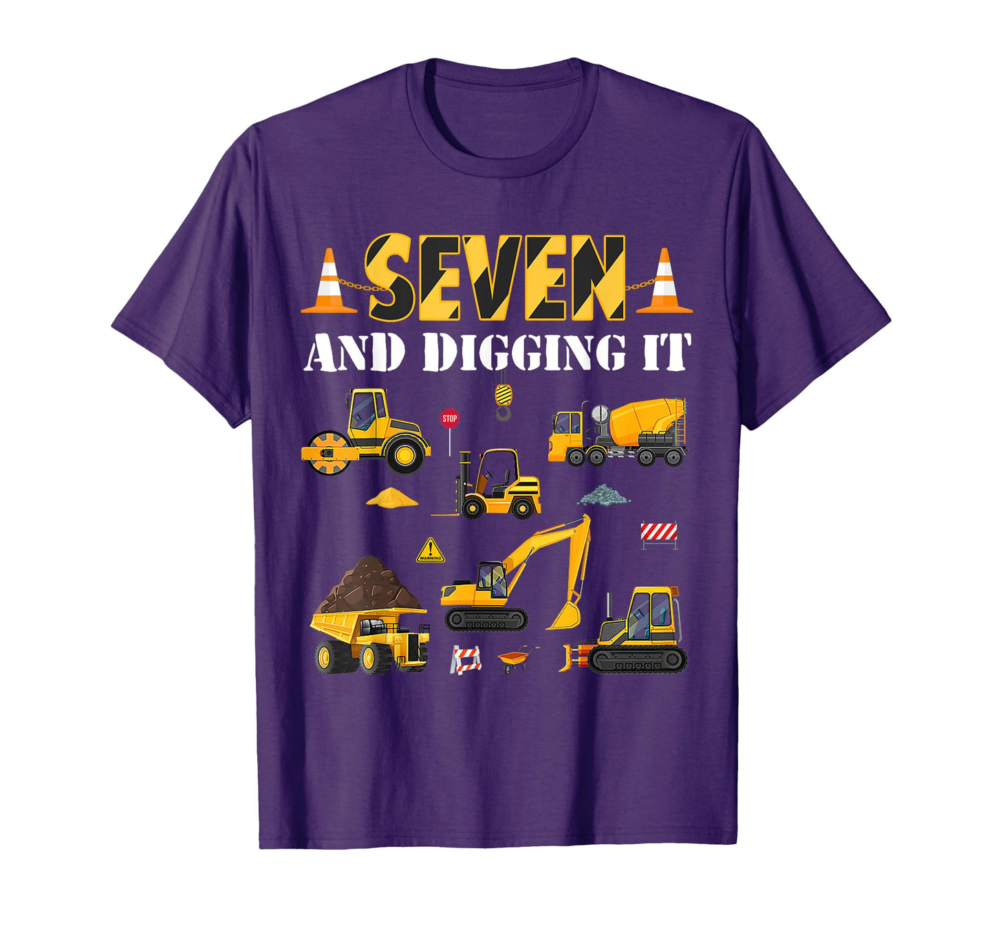 Seven And Digging It 7th Birthday Construction Boy 7 Yrs Old T-Shirt