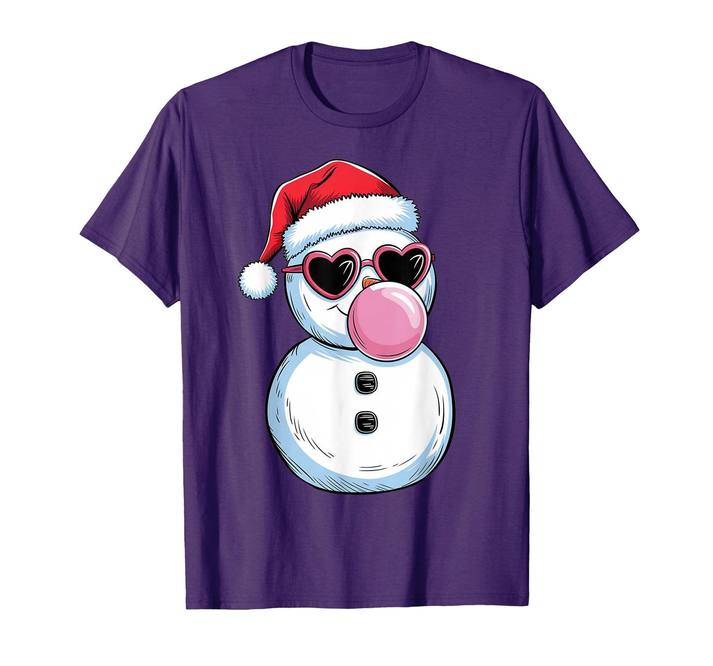 Retro Cool Snowman With Sunglasses Christmas Blowing Bubble T-Shirt