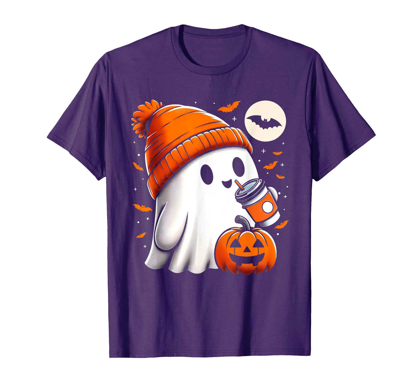 Halloween Shirts For Women Ghost Drinking Coffee Halloween T-Shirt