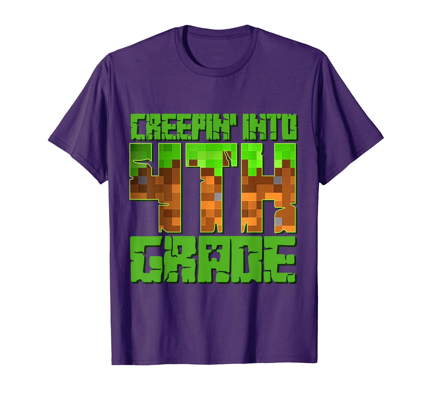 Creepin’ Into 4th Grade Kids Boy Gamer Pixel Back to School T-Shirt