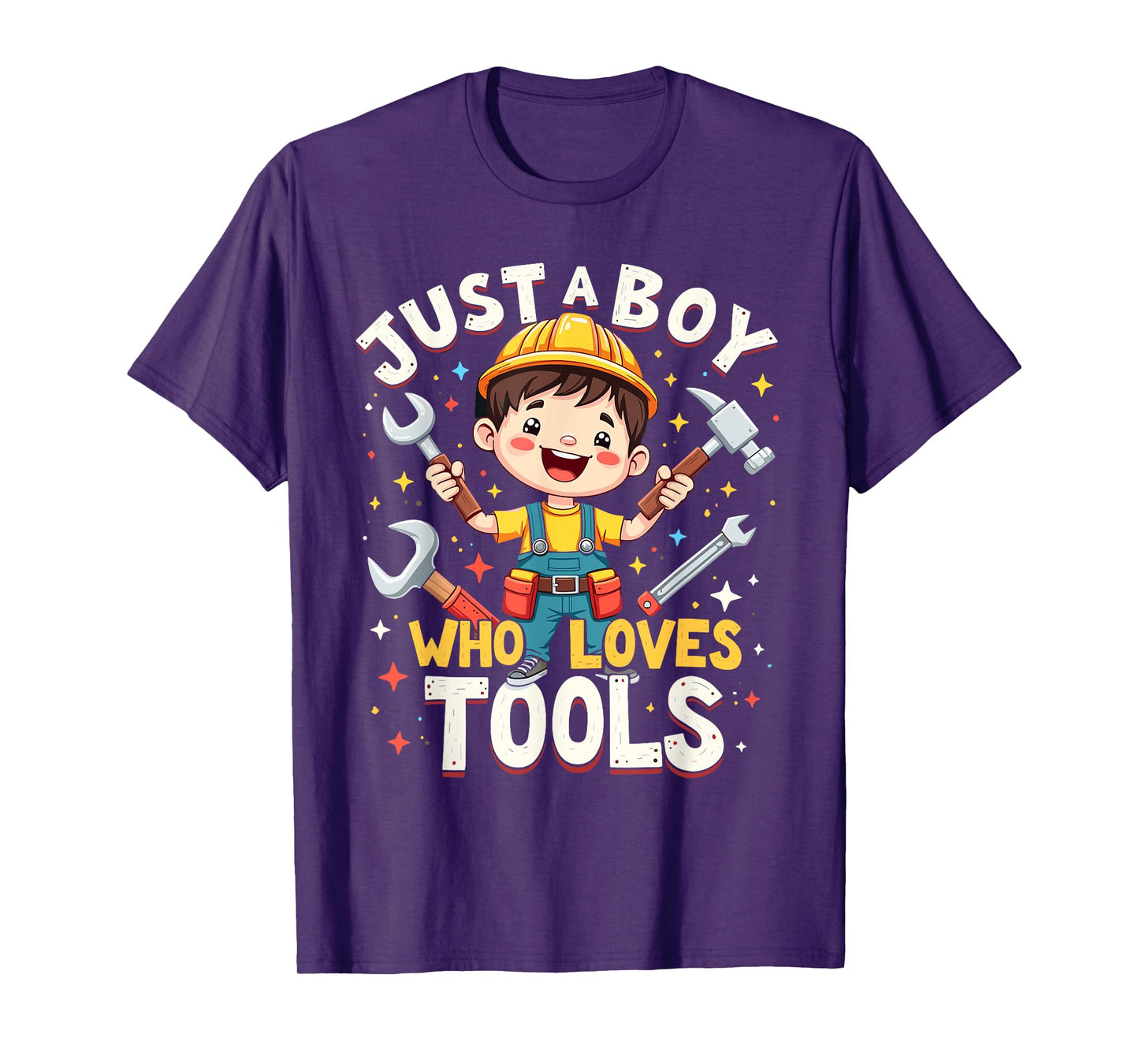 Just a Boy Who Loves Tools, Cute Construction-Themed Design T-Shirt