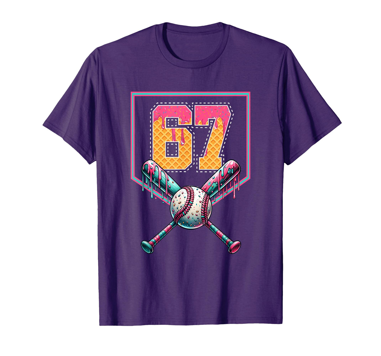 Baseball Drip Number 67 Player Or 67th Birthday T-Shirt