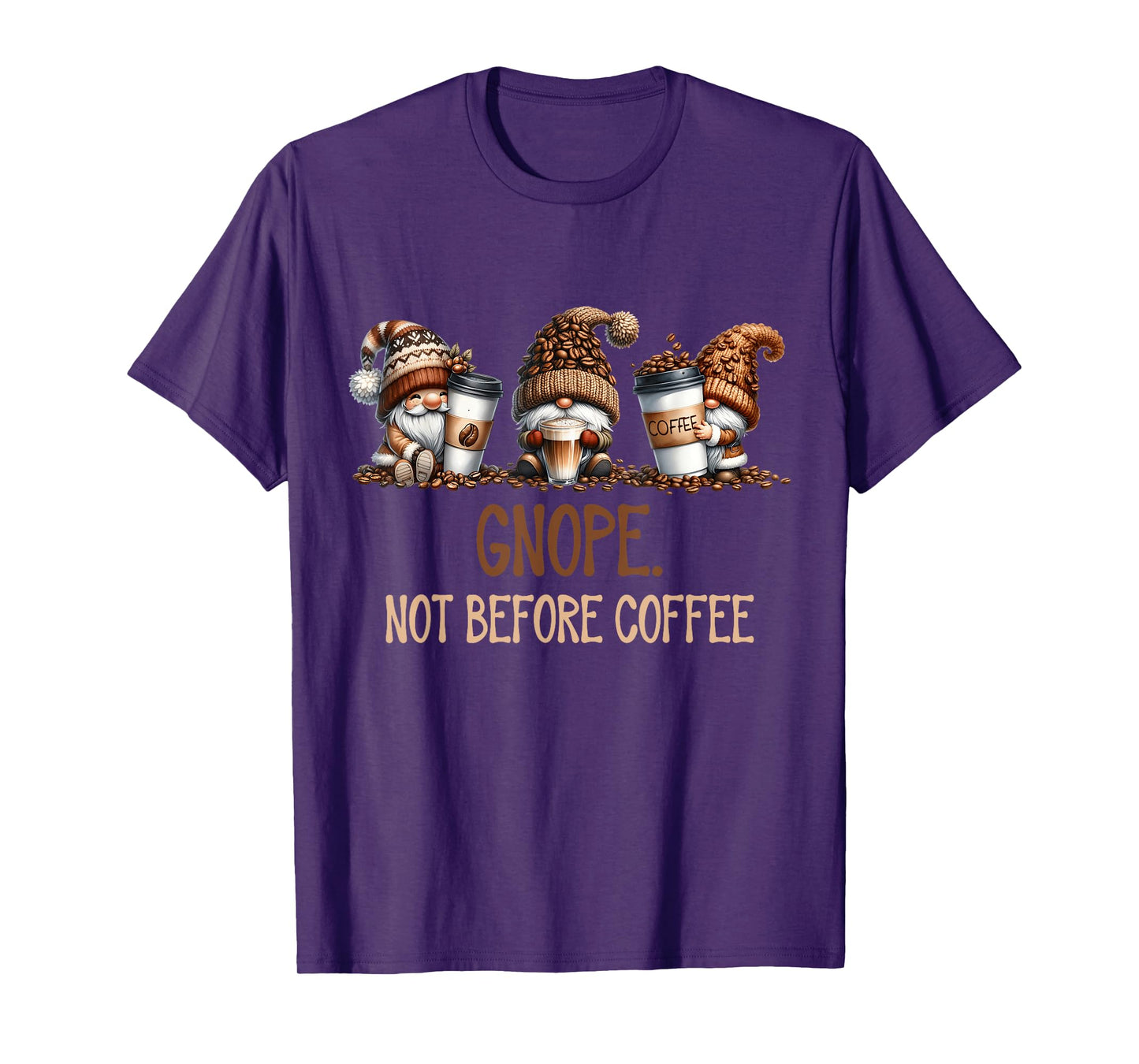 Gnope Not Before Coffee Three Gnomes Graphic Cafein T-Shirt