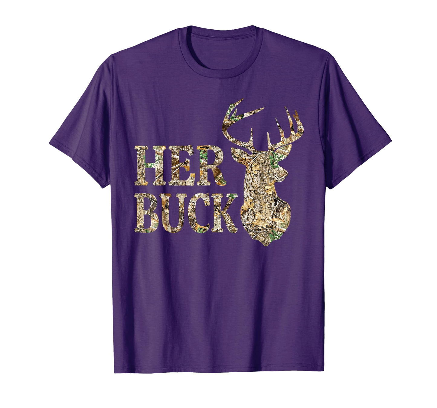 Retro Her Buck Camo Deer Hunting Camouflage Matching Couple T-Shirt