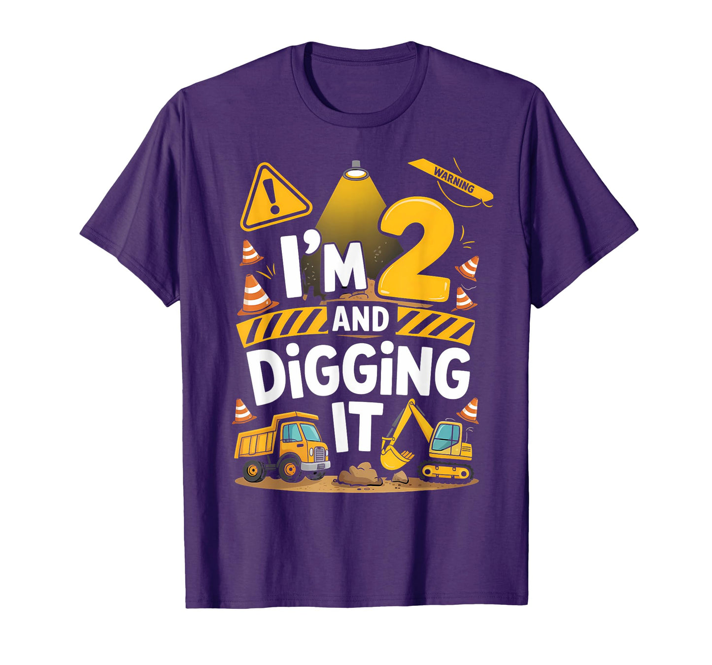 2nd Birthday Funny I'm 2 and Digging It Construction T-Shirt