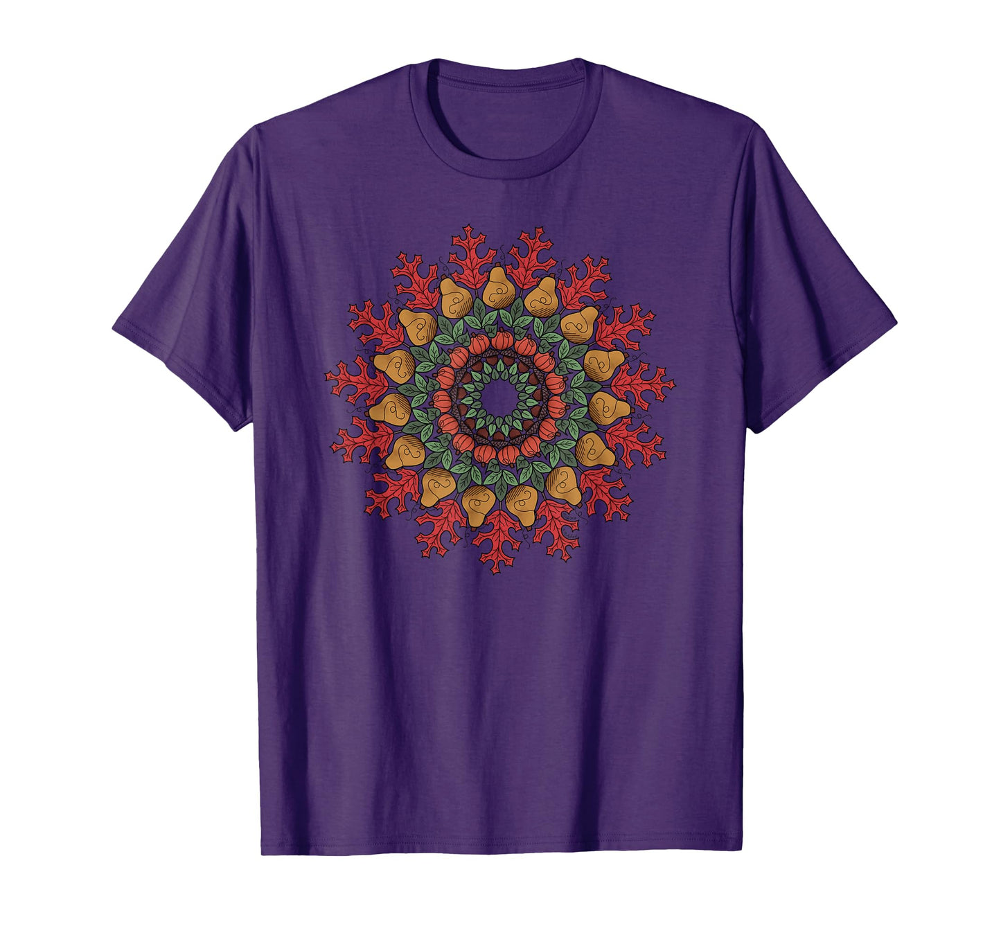Autumn Mandala Fall Leaves Pumpkins Gourds for Women T-Shirt