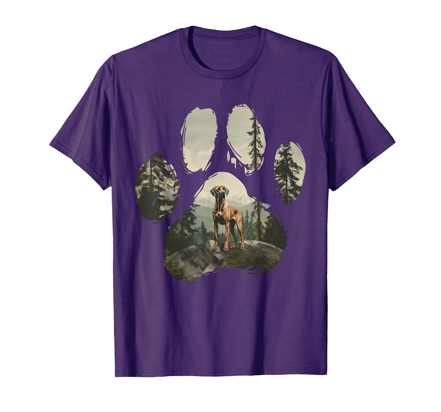Rhodesian Ridgeback Mountain Paw Design Dog Mom Dad T-Shirt