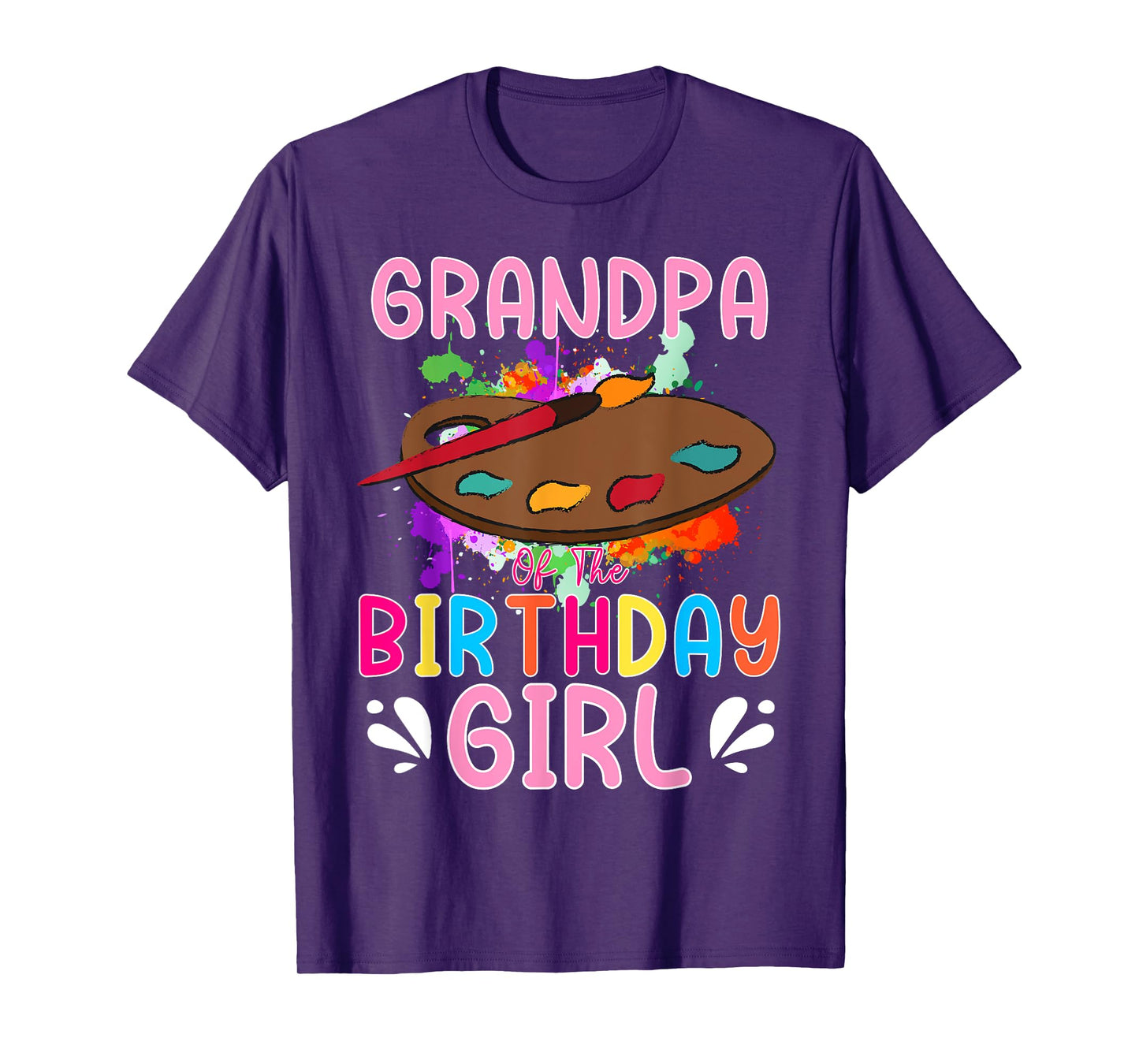 Grandpa of The Birthday Girl Kids Painting Art Paint Family T-Shirt