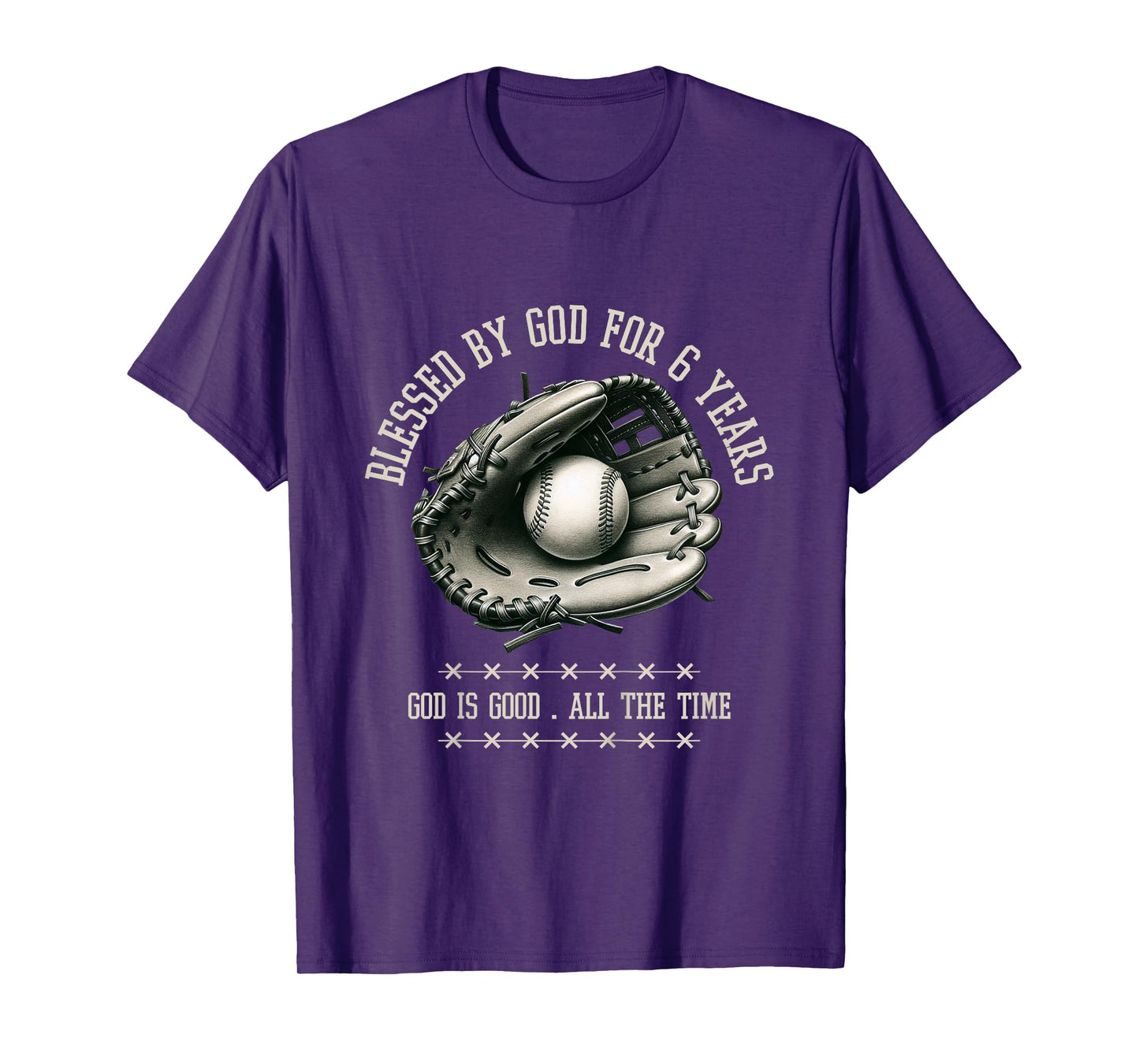 Kids Blessed by God for 6 Years Old Baseball 6th Birthday Gifts T-Shirt