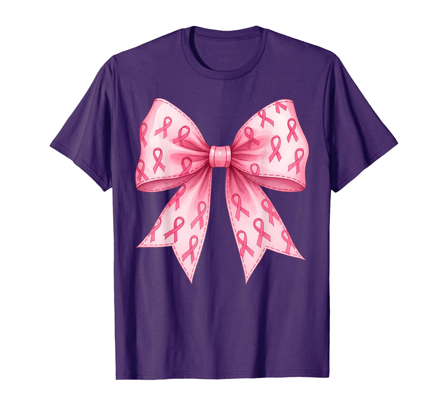 Pink Coquette Bow Graphic Breast Cancer Awareness Girl Women T-Shirt