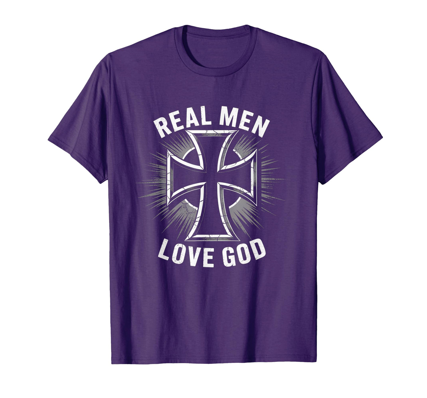 Real Men Love God Retro Christian Cross Design T-Shirt