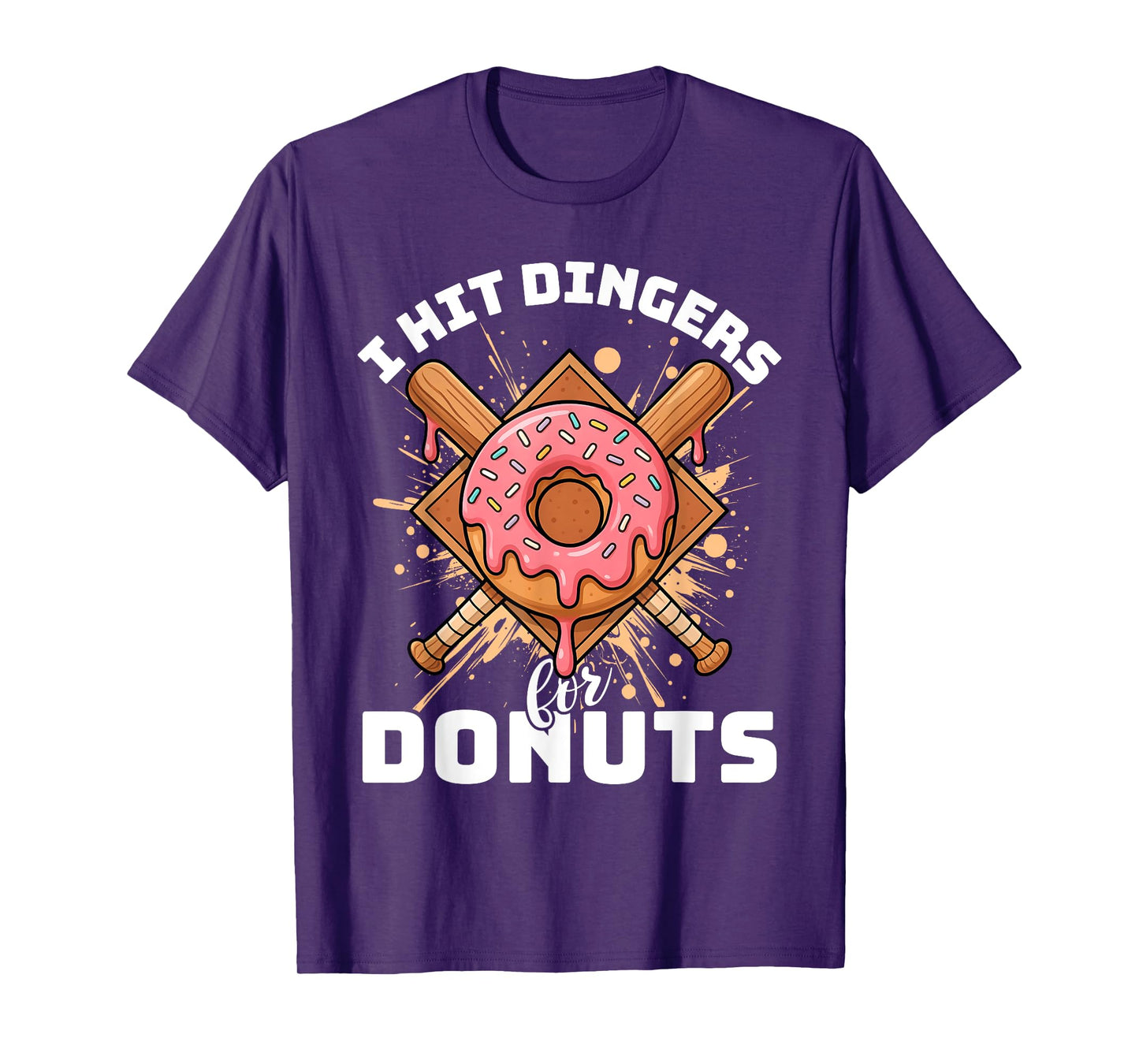 Baseball I Hit Dingers For Donuts Funny Donuts And Dingers T-Shirt