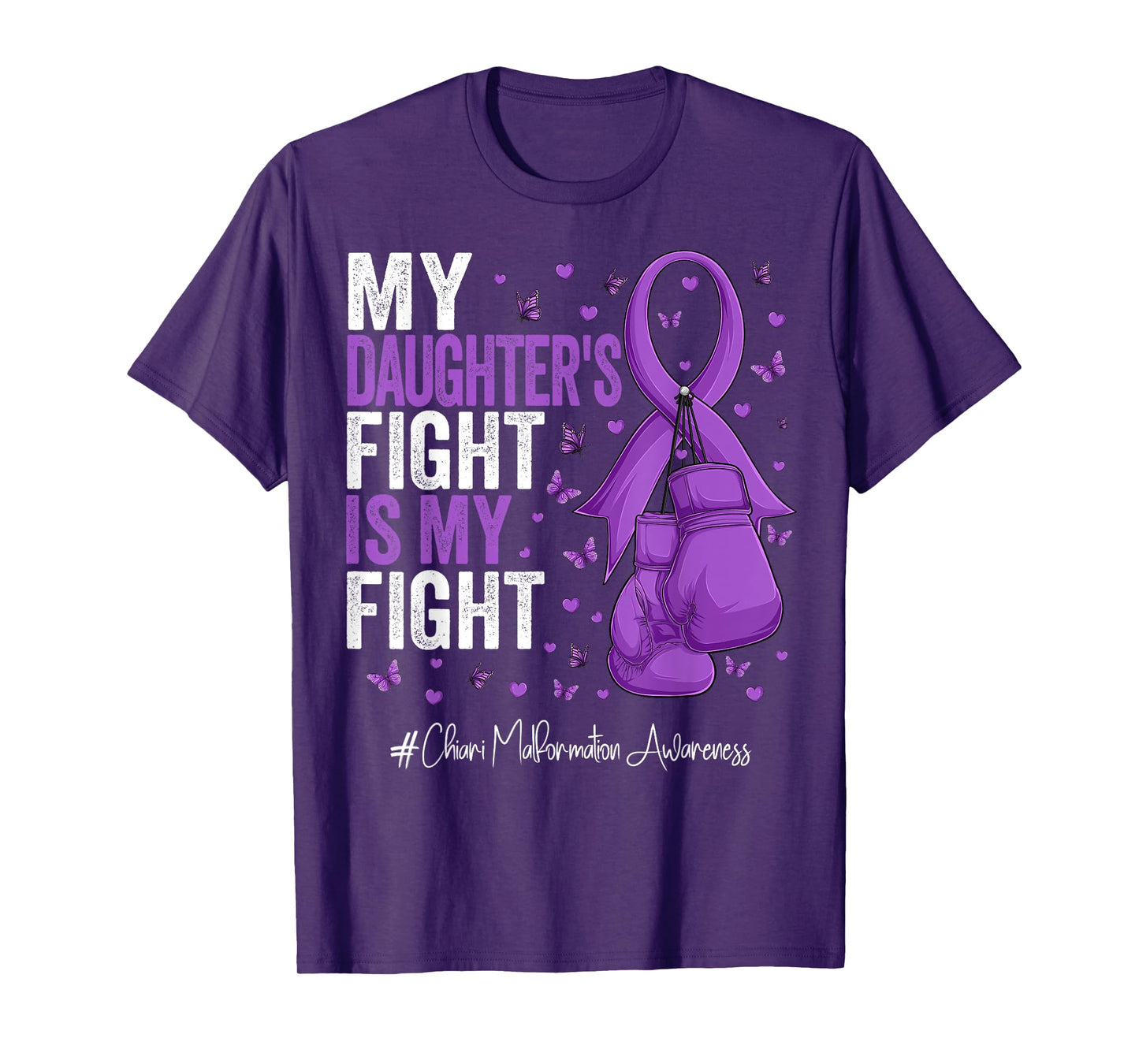 Purple Ribbon Daughter Chiari Malformation Awareness T-Shirt, Small, Black