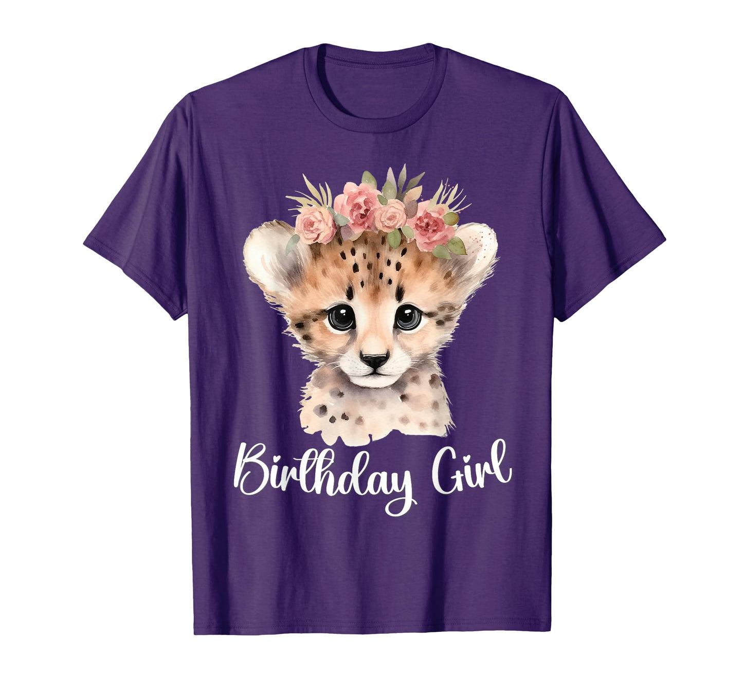 Baby Cheetah Birthday Girl Flowers Zoo Animal Birthday Party T-Shirt