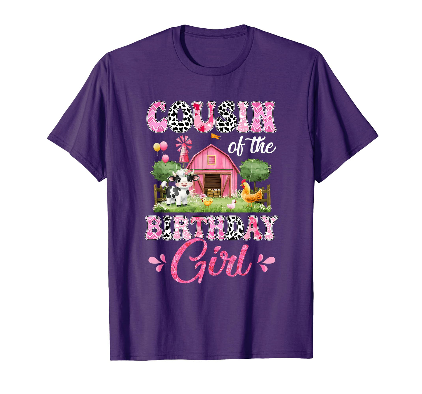 Cousin Of The Birthday Girl 1St Birthday Cow Farm Family T-Shirt
