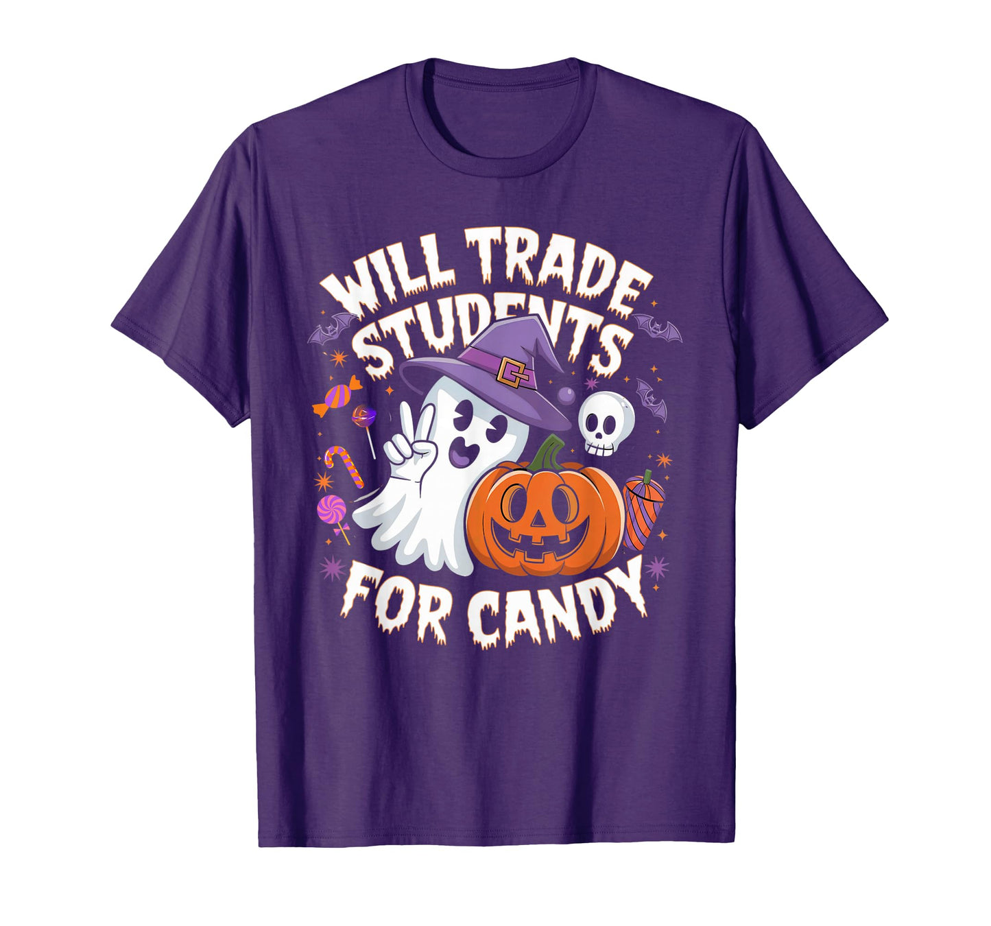 Will Trade Students For Candy Funny Halloween Teacher T-Shirt