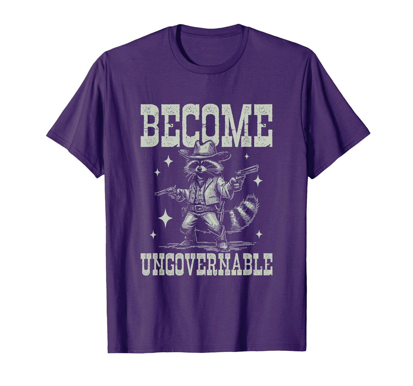 Become Ungovernable Funny Racoon Vintage Cowboy Raccoon T-Shirt