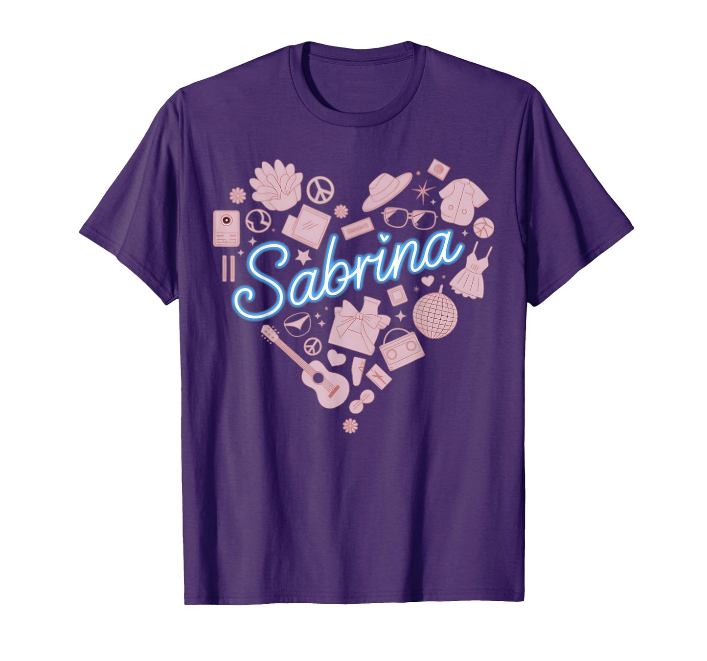 Girl Retro Sabrina First Name Personalized Heart T-Shirt