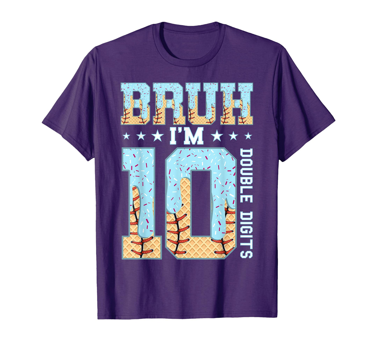 10th Birthday Boy Ice Cream Baseball Drip 10 Year Old Boys T-Shirt