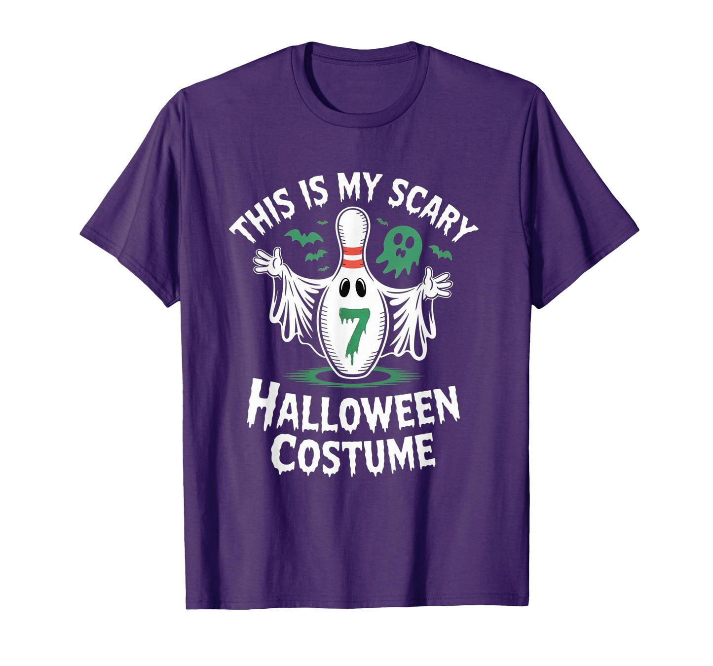 Funny Ghost Bowling League Team 7 Pin Halloween Humor Tee T-Shirt