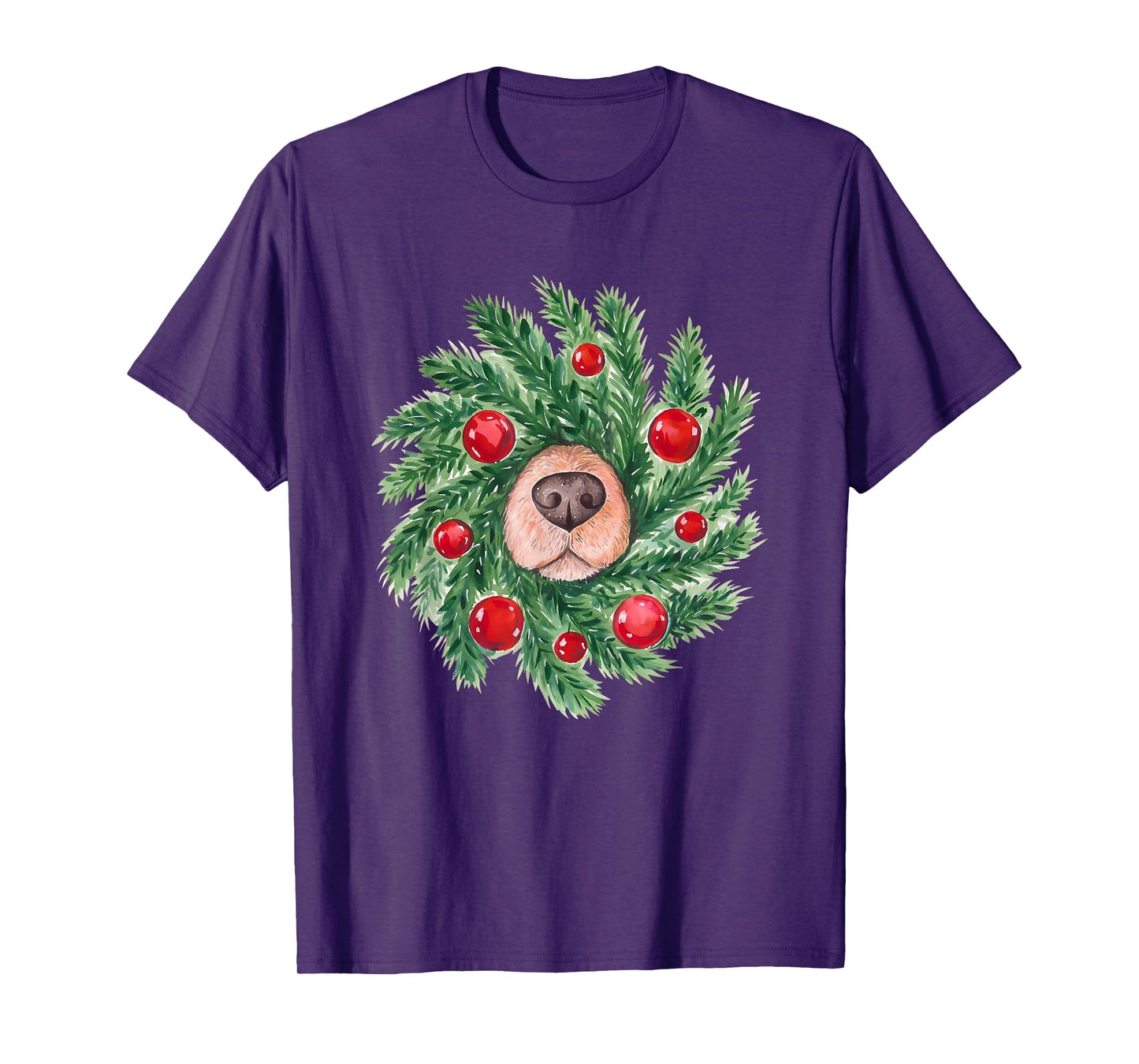 Cute Dog Nose Christmas Wreath Christmas Dog Mom Dog Lover T-Shirt