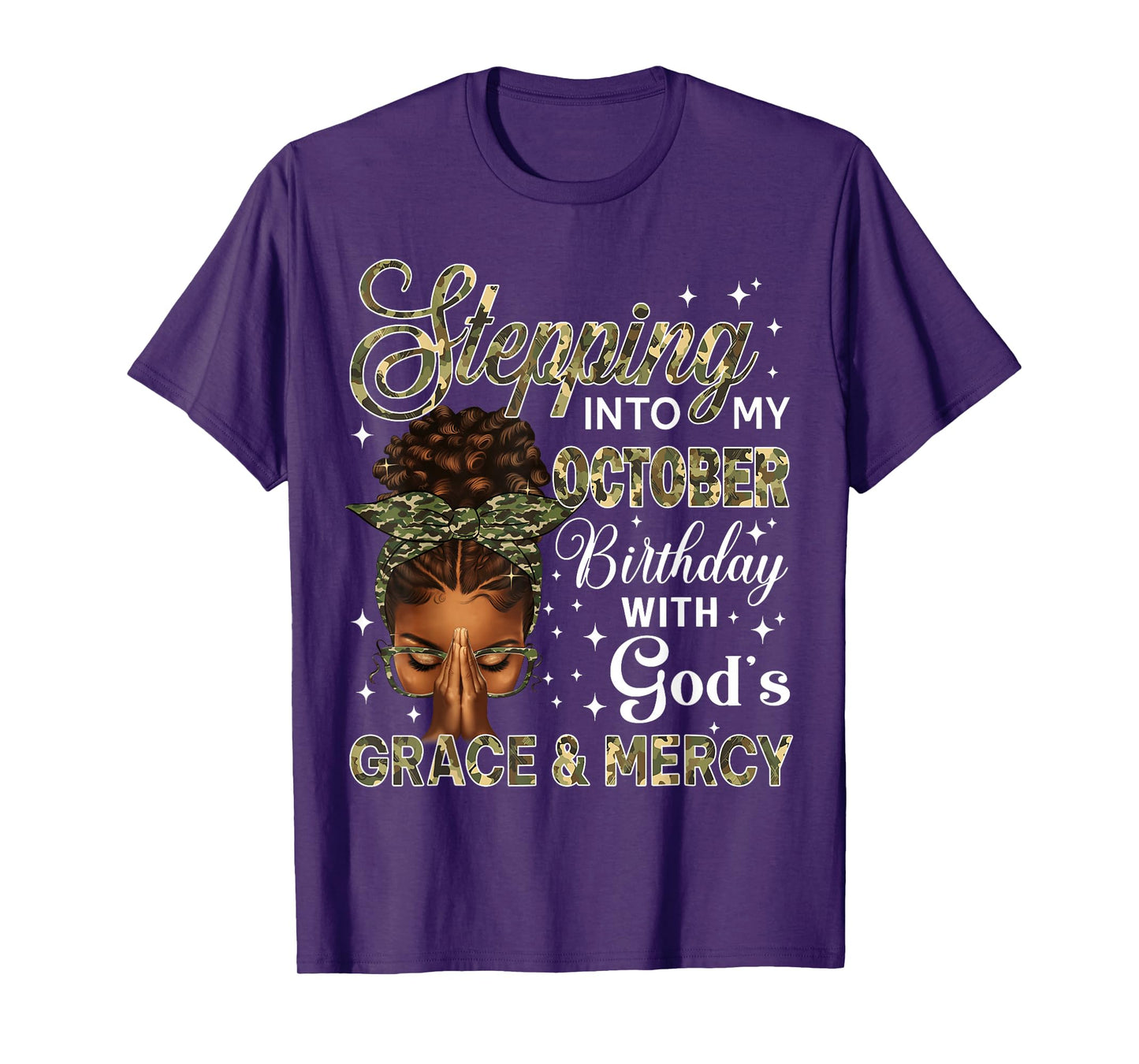 Stepping Into My October Birthday Black Women Afro Christian T-Shirt