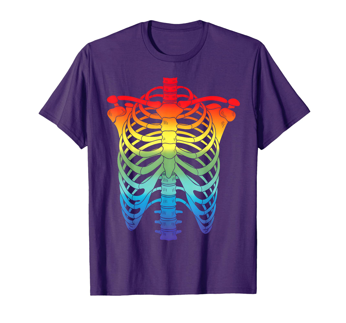 Halloween LGBTQ Rainbow Ribcage Costume Skeleton Gay Pride T-Shirt