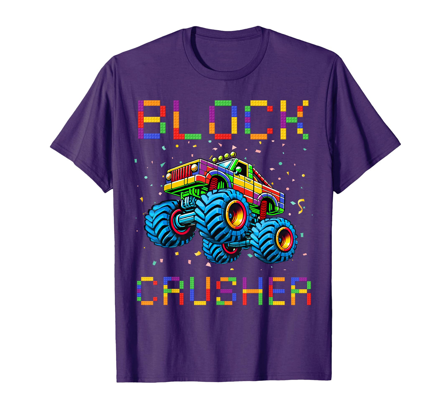 Block Builder Funny Building Block Bricks Monster Truck Kids T-Shirt