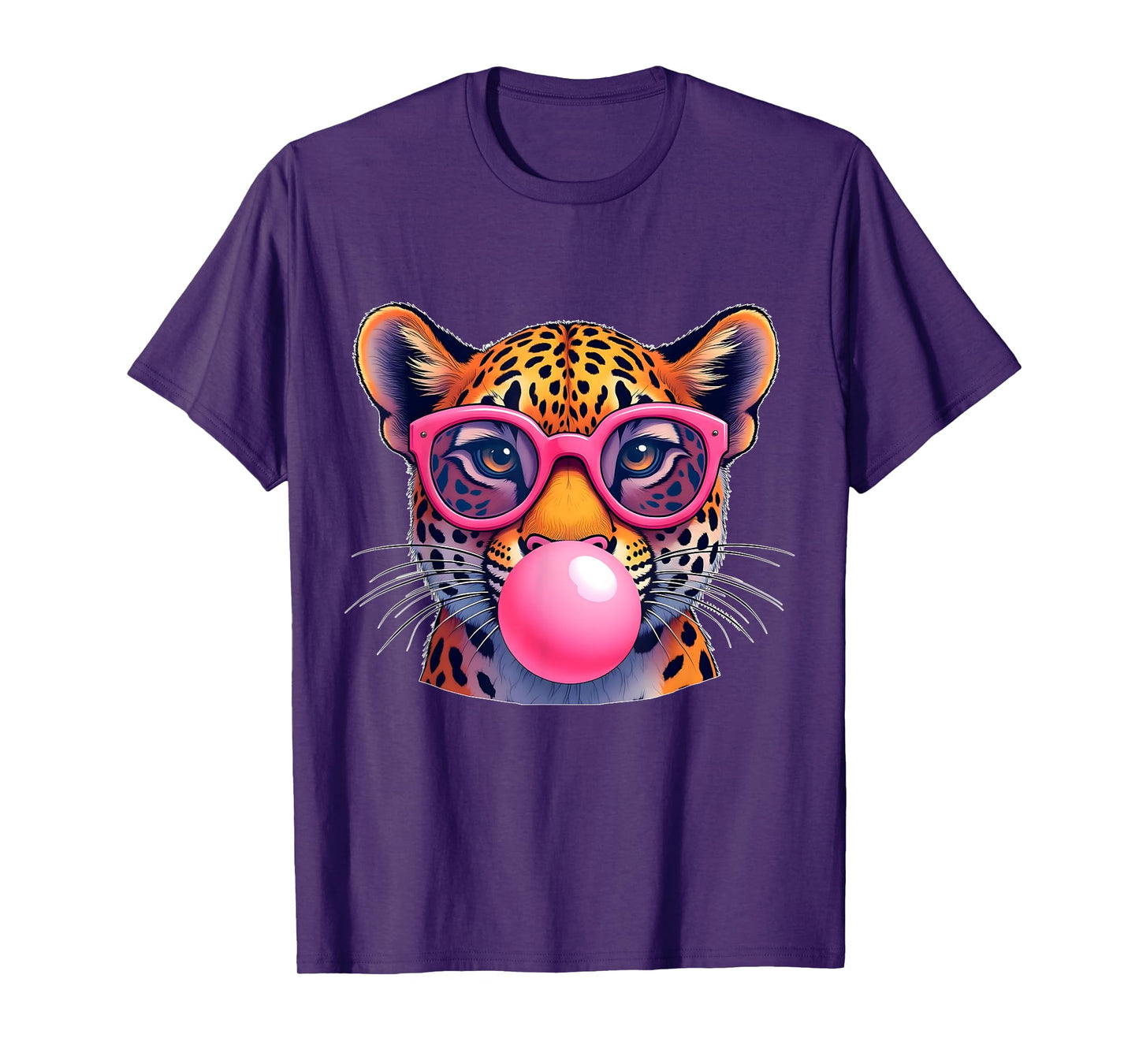Leopard Cheetah Shirt Cute Jaguar Cat Sunglasses Bubble Gum T-Shirt