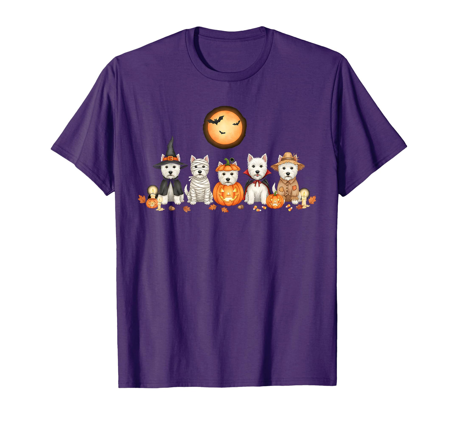West Highland White Terrier Westie Dogs Ghost Witch Mummy T-Shirt