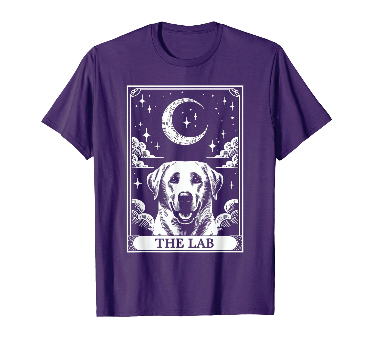 Tarot Card Vintage Crescent Moon Labrador Retriever Dog Mom Men Women Girls Kids T-Shirt