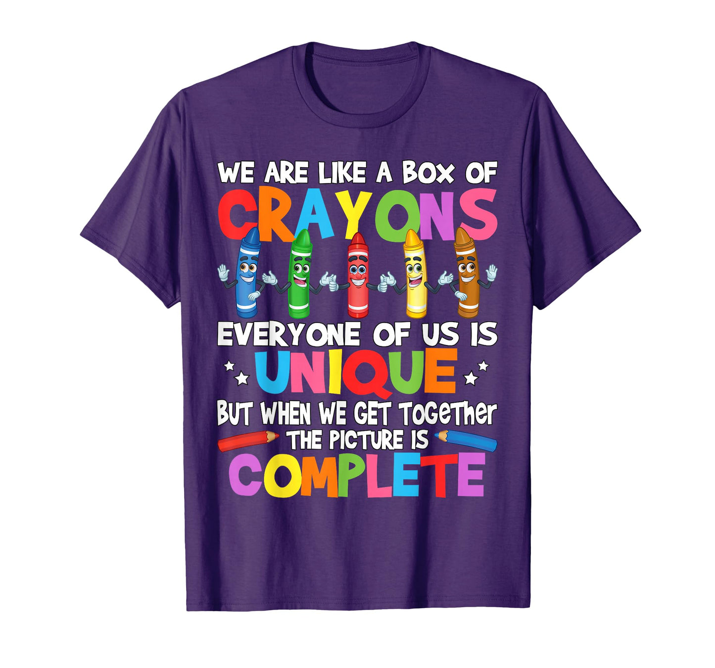 Funny Teacher We Are Like a Box of Crayons T-Shirt for Men Women Kids