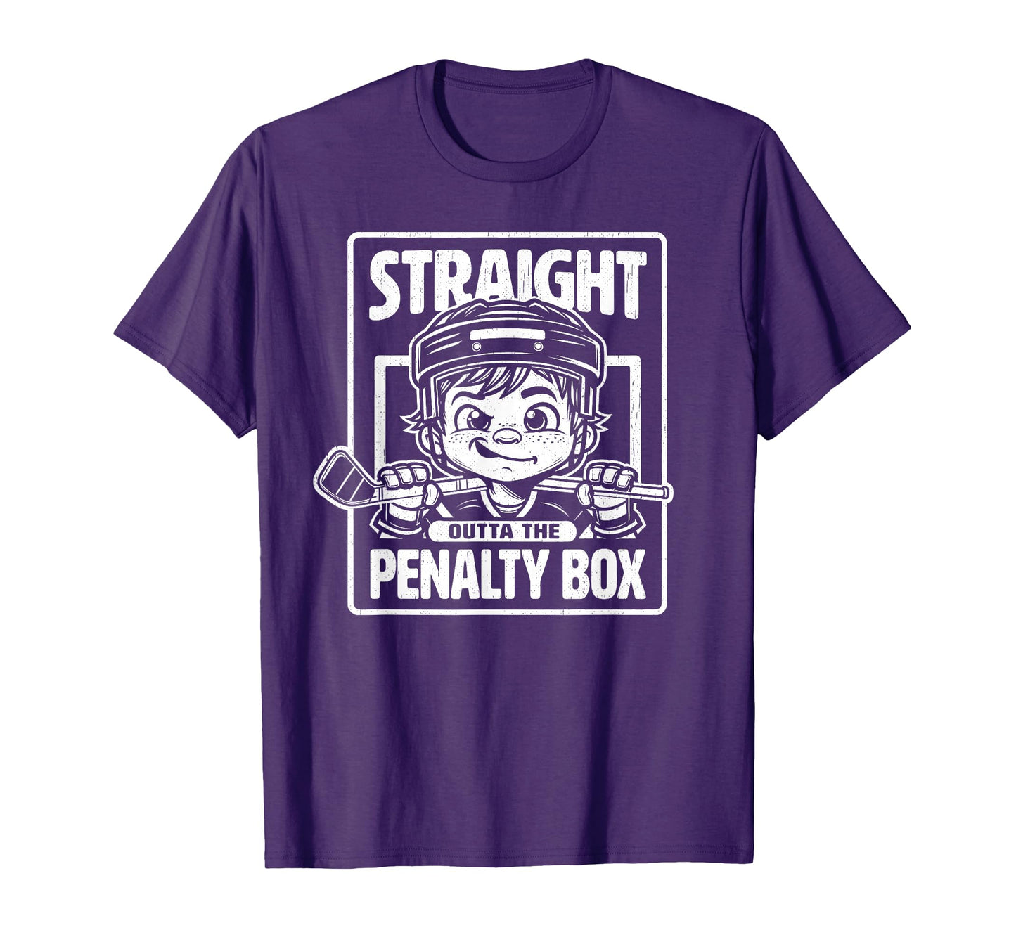 Straight Outta The Penalty Box Funny Boys Youth Kids Hockey T-Shirt