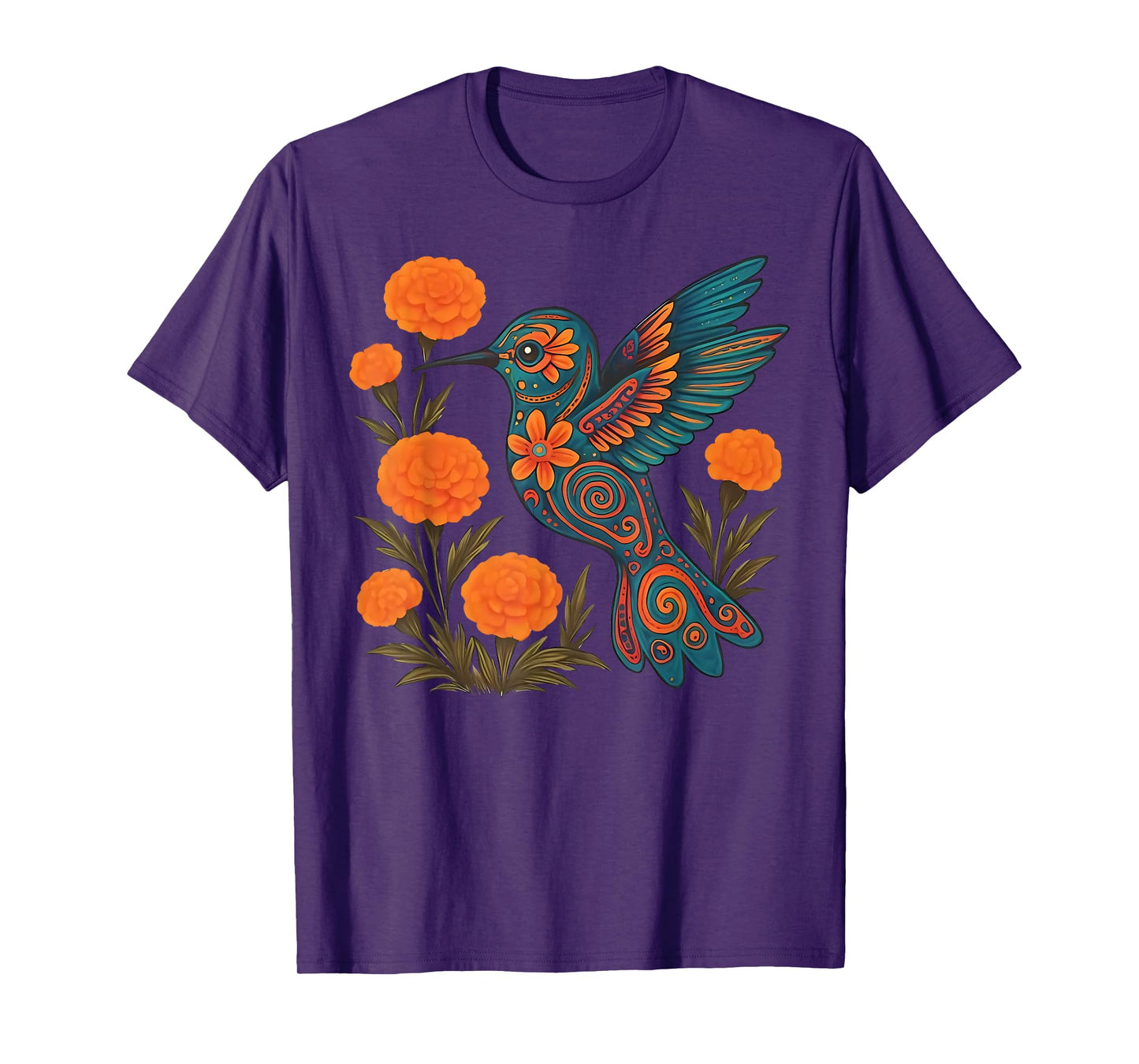 Alebrije Hummingbird Flower Mexican Folk Art Bird Nature T-Shirt