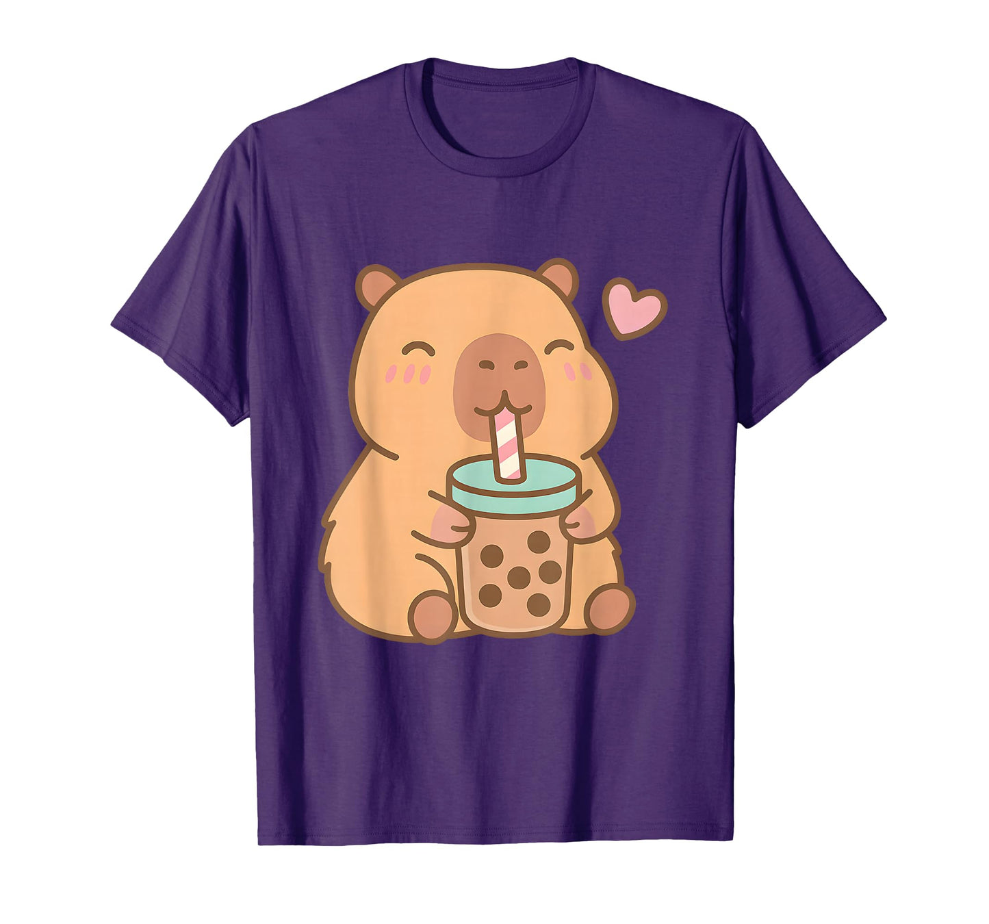 Cute Capybara Kawaii Anime Drinking Bubble Tea Lover Girls T-Shirt