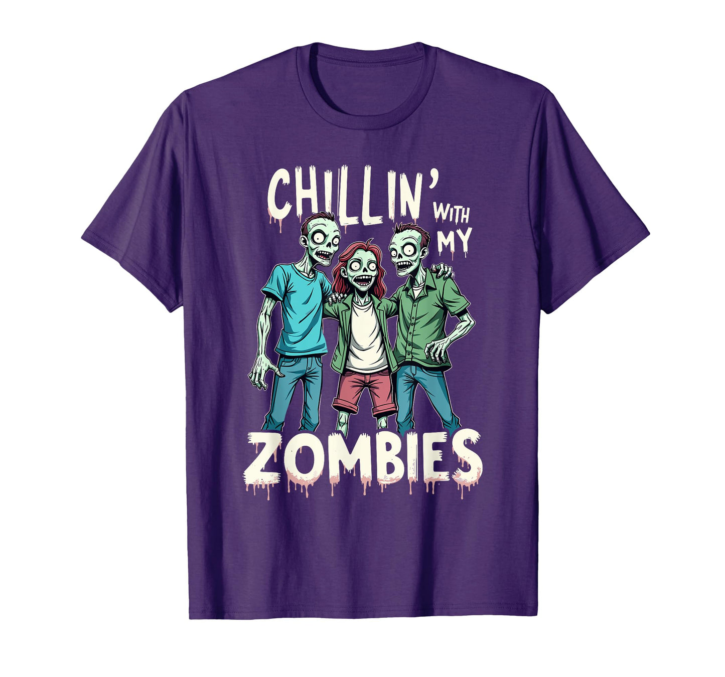 Chillin With My Zombies Funny Zombie Costume Boys Halloween T-Shirt