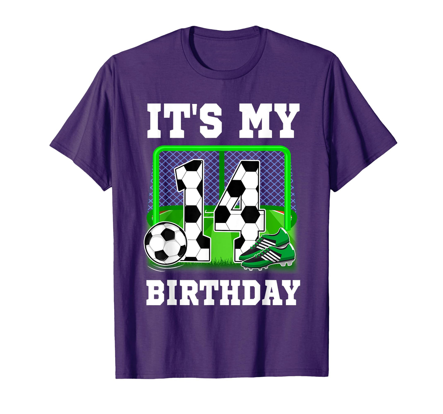 It's My 14th Birthday Soccer Theme 14 Year Old Boy Party T-Shirt