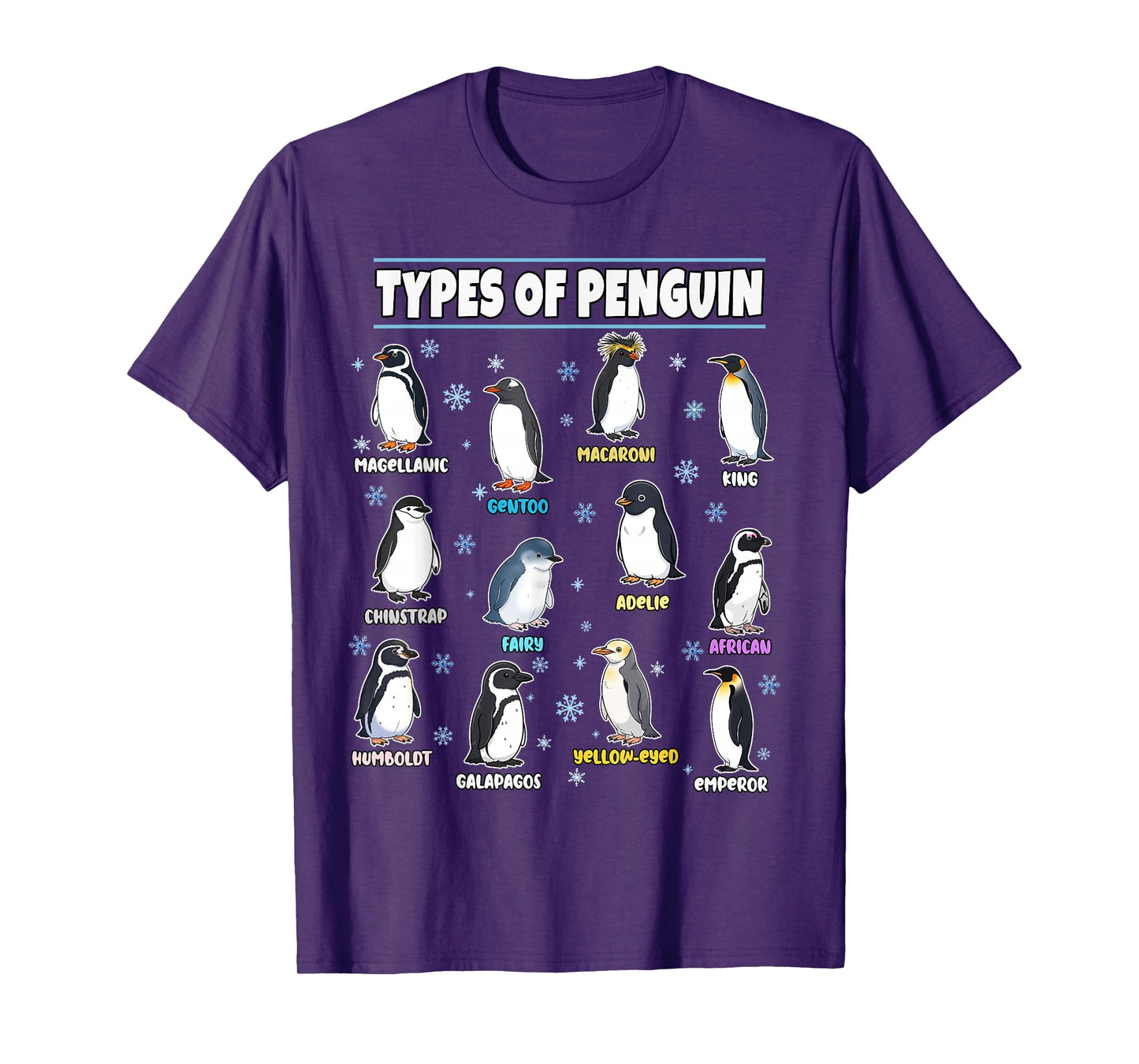 Penguins Types Penguin Lovers Gifts Men Women Kids Boys Girl T-Shirt