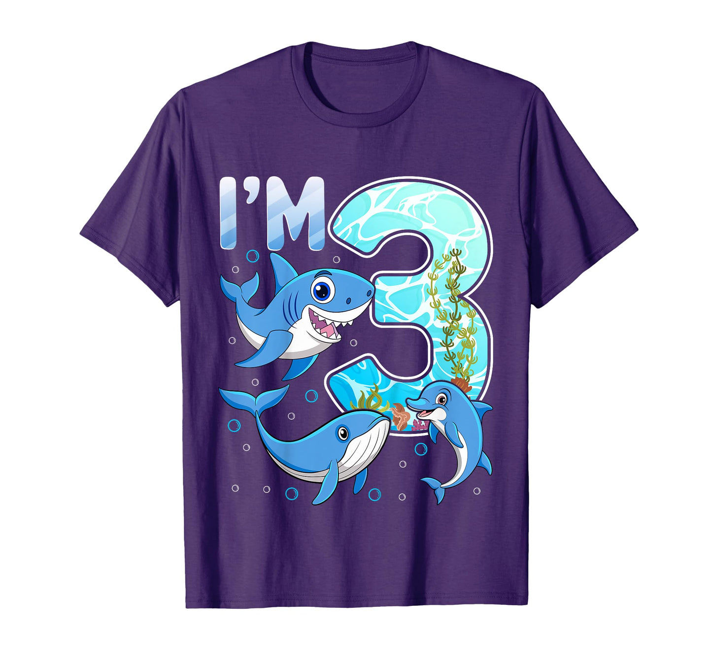 I'm 3 Years Old 3rd Birthday Party Shark Lover Kids T-Shirt